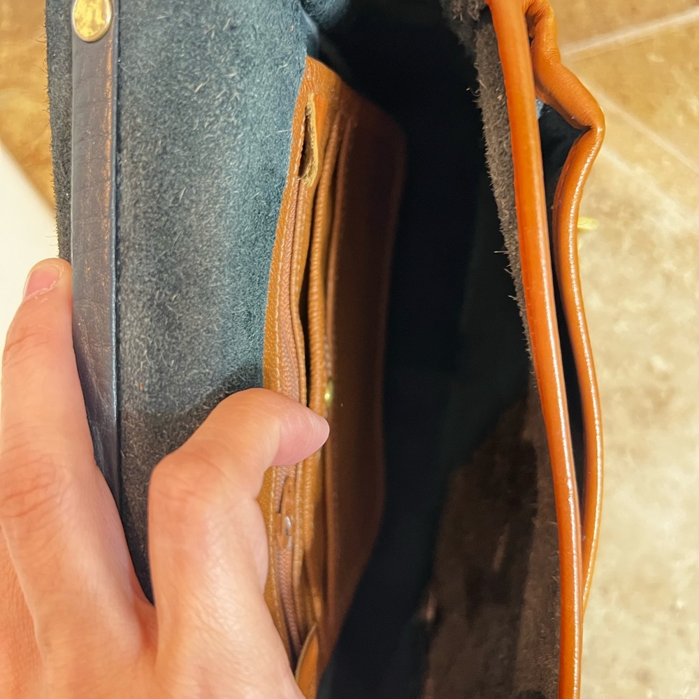 Dooney & Bourke Black and Tan Leather Messenger Bag - Picture 7 of 15